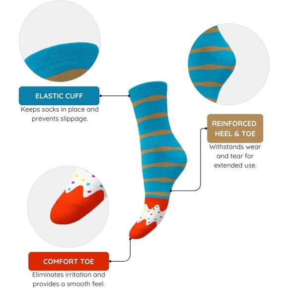 ⭐ 1SOCK2SOCK Women's Donut Crew Socks Fun Cotton Gift Box Multipack (3/6 Pairs) - Picture 9 of 9